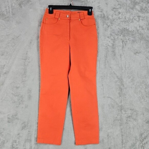Vintage Gianni Versace Couture Jeans Womens 40 (XS) Orange High Rise Crop Denim